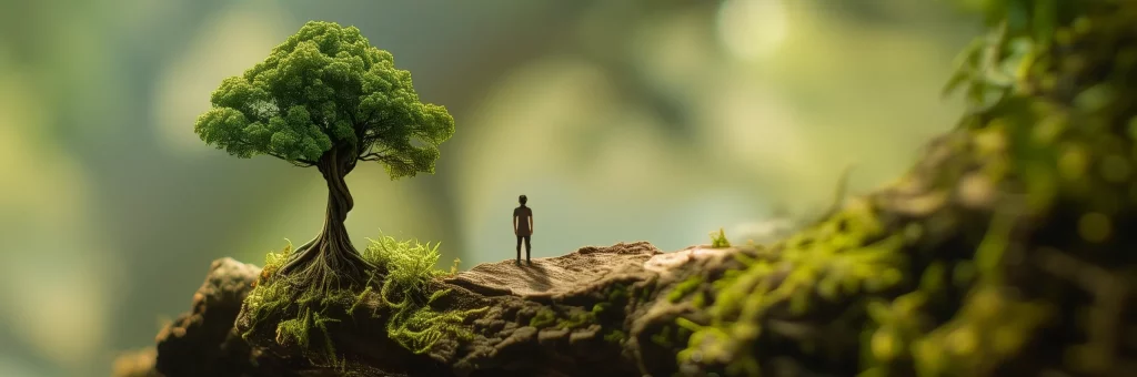 humain, sur une branche, près d'un arbre